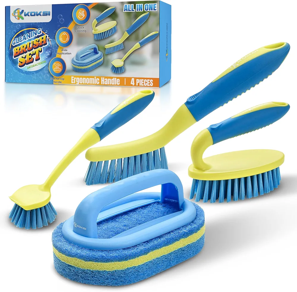 Cleaning brush set for bathroom