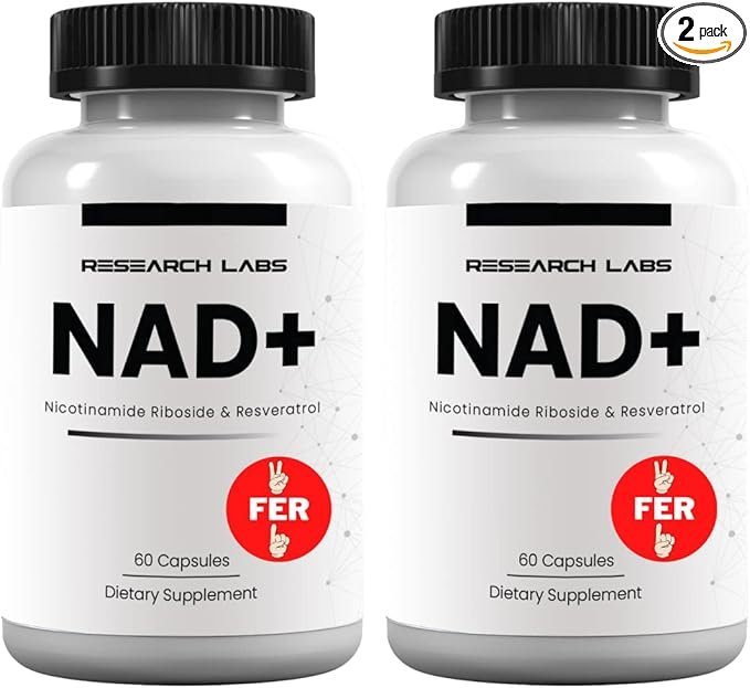 Research Labs NAD+ Supplement 2 for 1 Ad. Proprietary Formula w/Patent Pending RiboYOUNG™. NRF2 Activator, Nicotinamide Riboside, Quercetin, Resveratrol, Betaine. True NAD Supplement Anti Aging